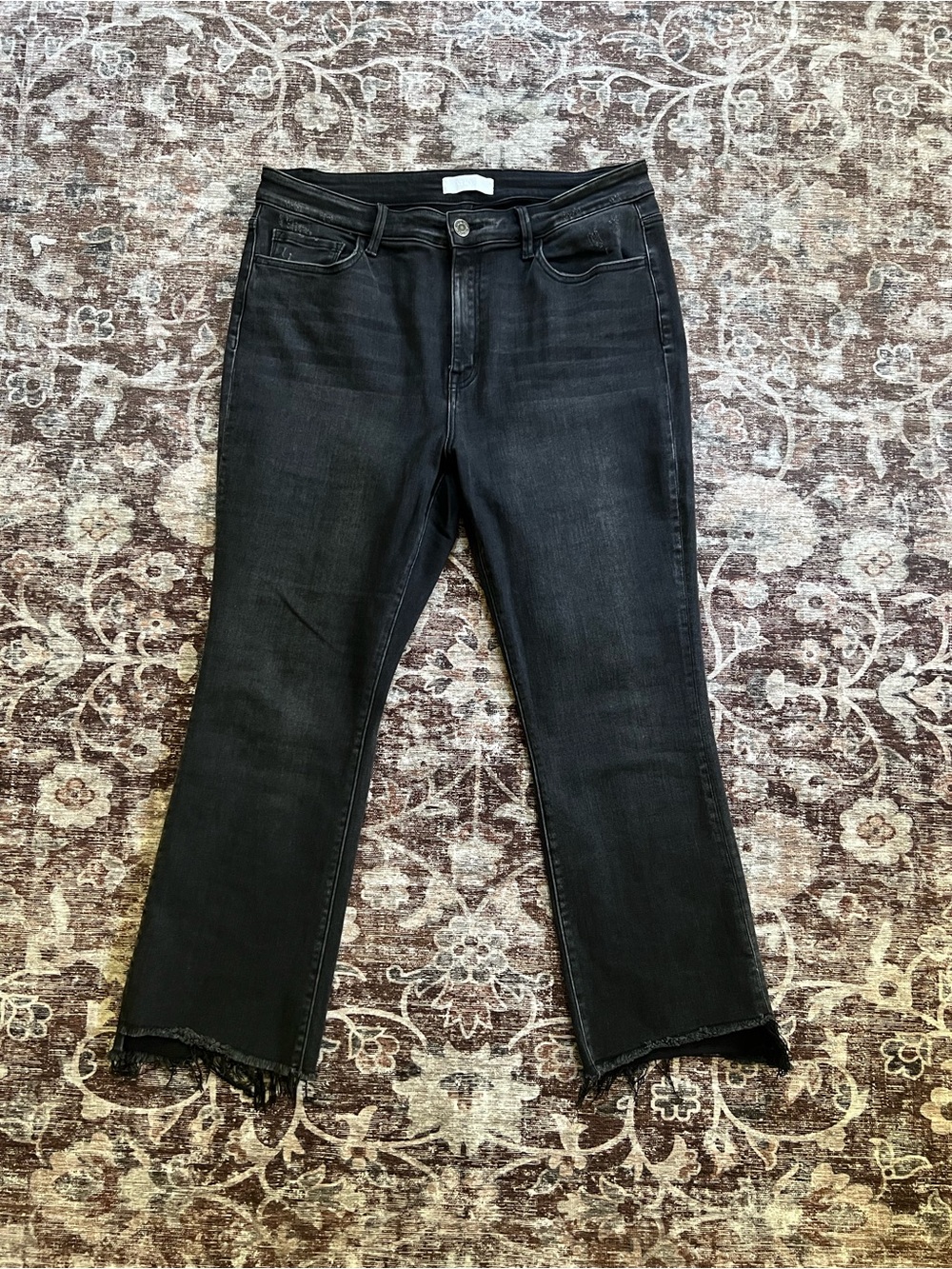 Vervet Black Cropped Raw-Hem Jeans